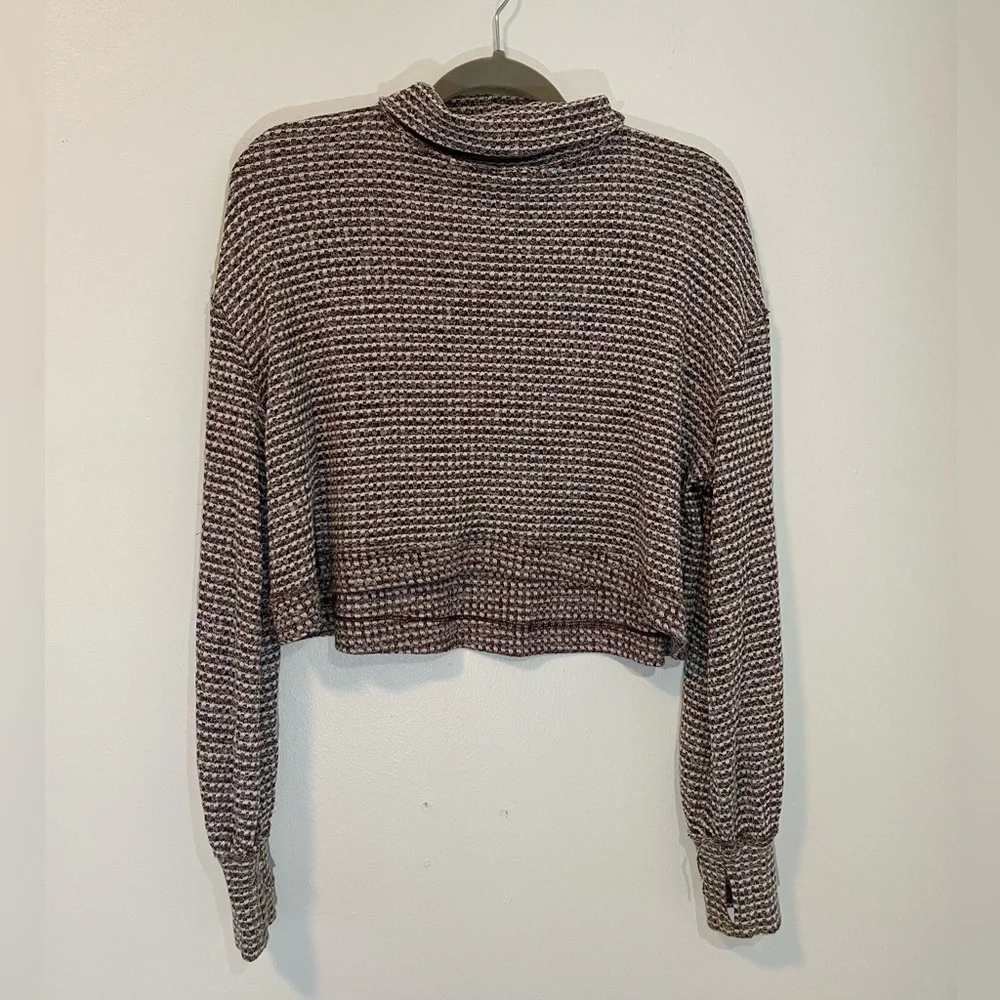 Free People Cropped Turtleneck Sweater Wine